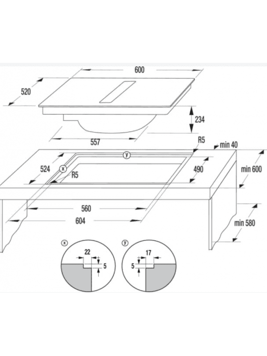 Indukcijska kuhalna plošča z napo GEH6432BSCWF